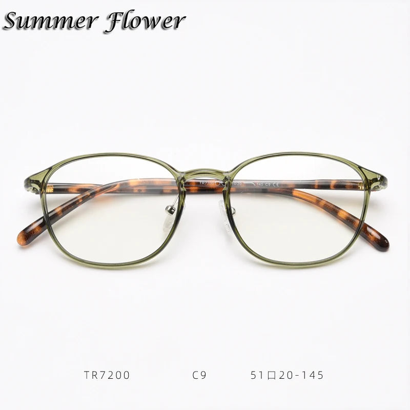 Summer Flower Women's Full Rim Oval Square Tr 90 Titanium Eyeglasses 87200