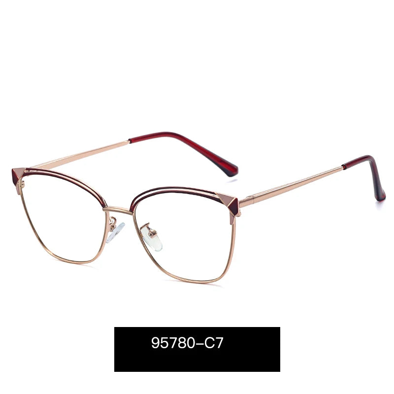 Handoer Women's Full Rim Square Cat Eye Tr 90 Alloy Eyeglasses 795780