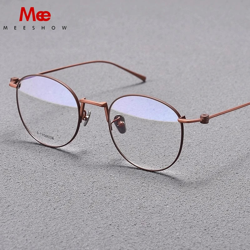 Meeshow Women's Full Rim Round Oval Titanium Eyeglasses 98871