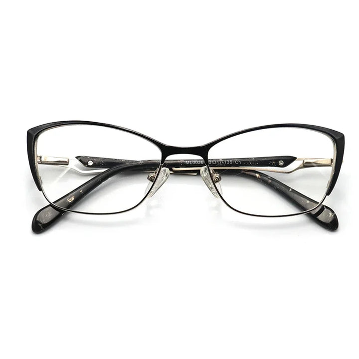 Laoyehui Women's Full Rim Square Cat Eye Alloy Reading Glasses 120036 Reading Glasses Laoyehui black -100 