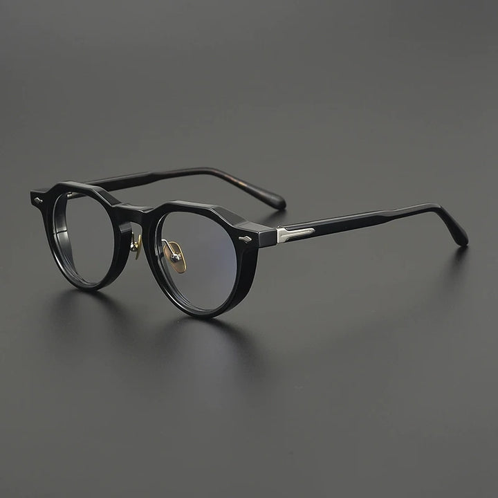 Gatenac Unisex Full Rim Flat Top Round Thick Acetate Eyeglasses Gx2261