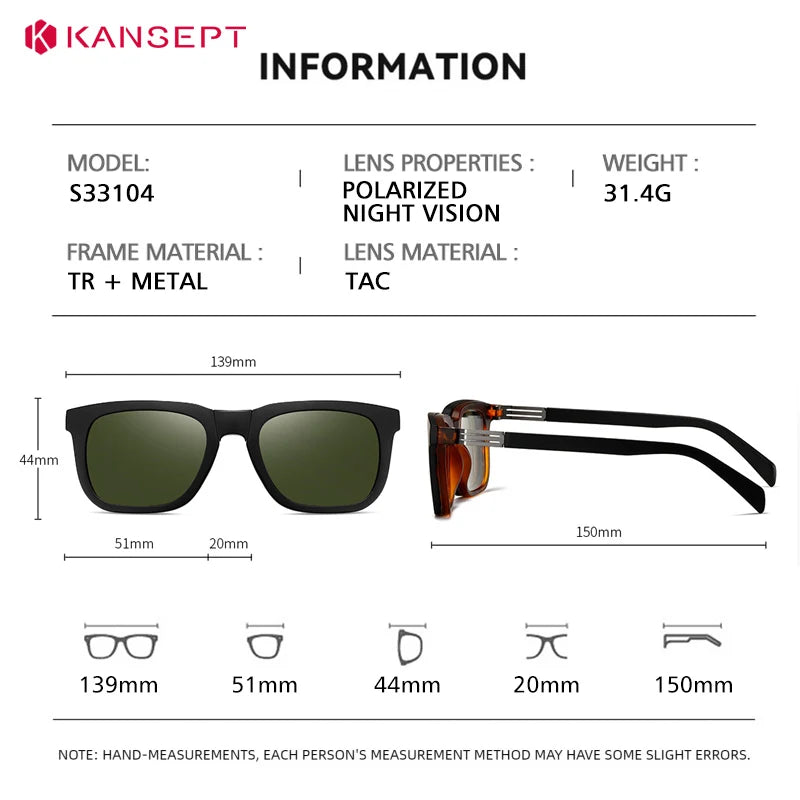 Kansept Women's Full Rim Square Tr 90 Alloy Reading Glasses Clip On Sunglasses 33104