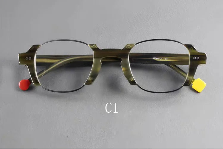 Yujo Unisex Full Rim Square Acetate Eyeglasses 98004 — view 5 | Yujo at FuzWeb