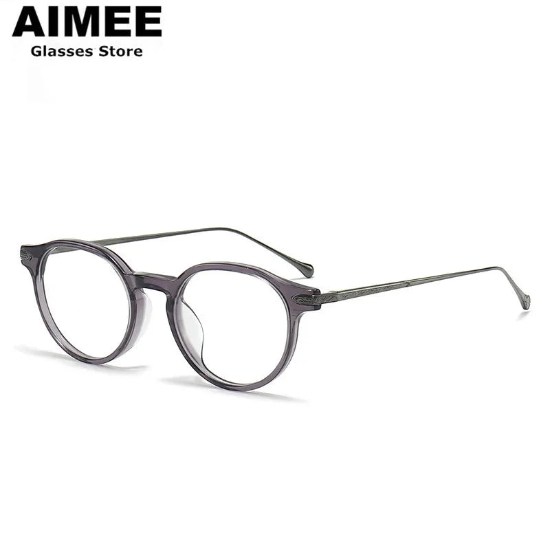 Aimee Women's Full Rim Round Acetate Titanium Eyeglasses 19011
