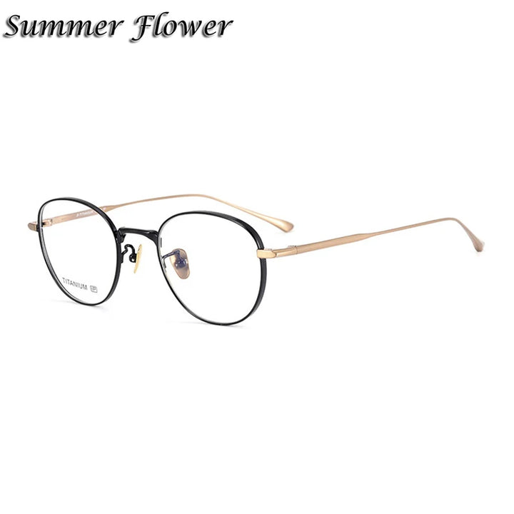 Summer Flower Women's Full Rim Flat Top Oval Titanium Eyeglasses 813321 Full Rim Summer Flower