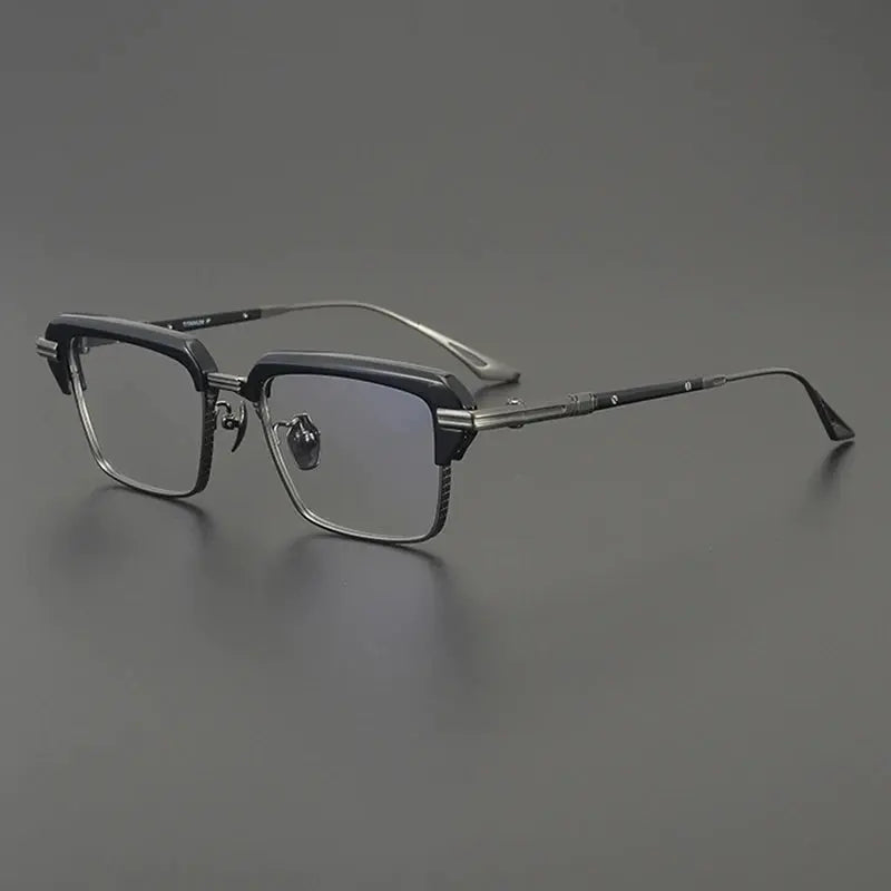 Gatenac Unisex Full Rim Big Square Acetate Titanium Eyeglasses 687008 FuzWeb