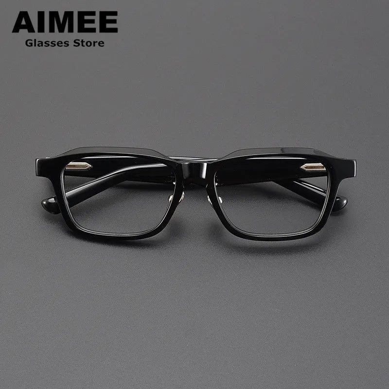 Aimee Unisex Full Rim Square Acetate Spring Hinge Eyeglasses 9003 Full Rim Aimee Black  