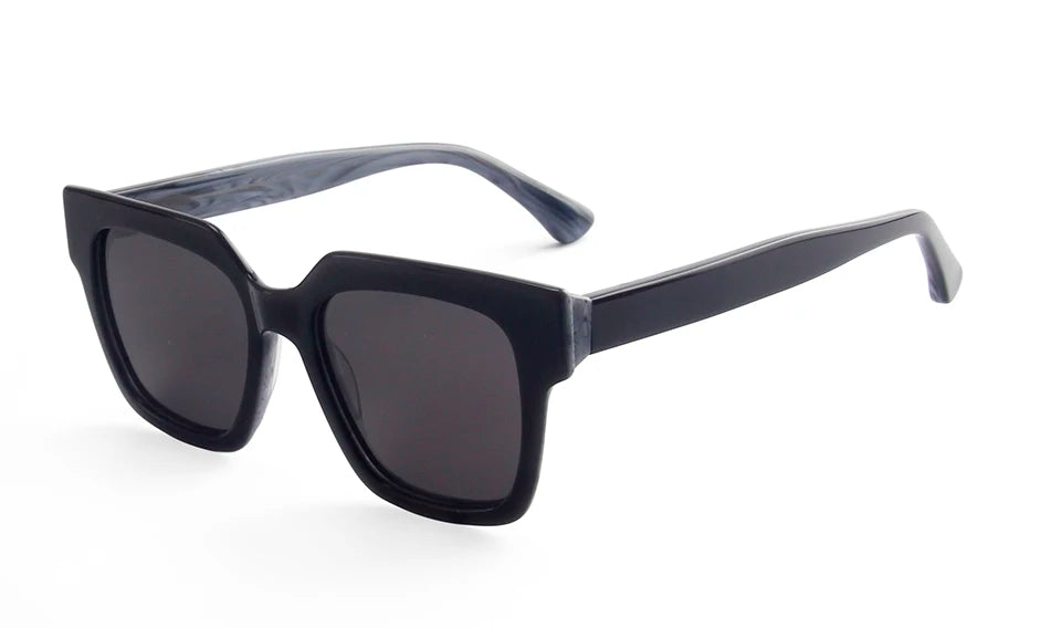 Esnbie Unisex Full Rim Polygon Brow Line Acetate Sunglasses 240761