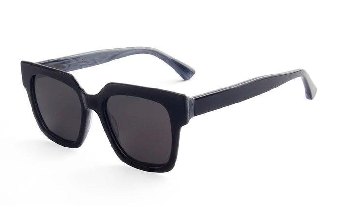 Esnbie Unisex Full Rim Polygon Brow Line Acetate Sunglasses 240761