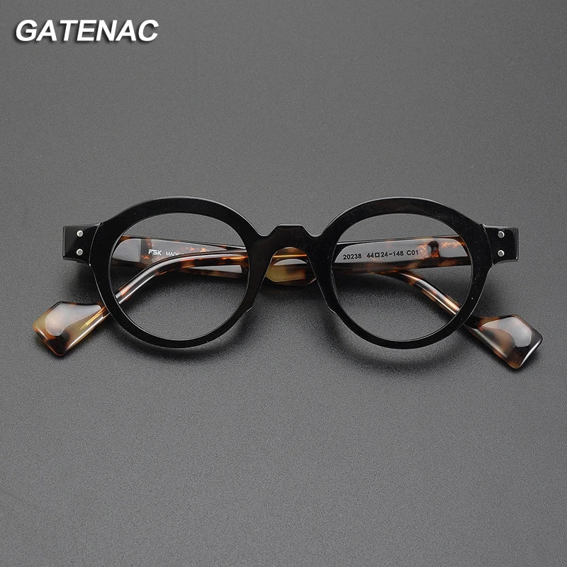 Gatenac Unisex Full Rim Round Acetate Eyeglasses gxyj-1171 Full Rim Gatenac   