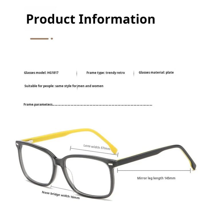 Momoja Unisex Full Rim Square Acetate Eyeglasses 71817