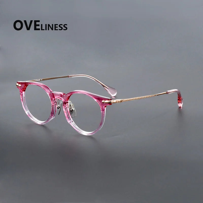 Oveliness Unisex Full Rim Round Titanium Acetate Eyeglasses 926025