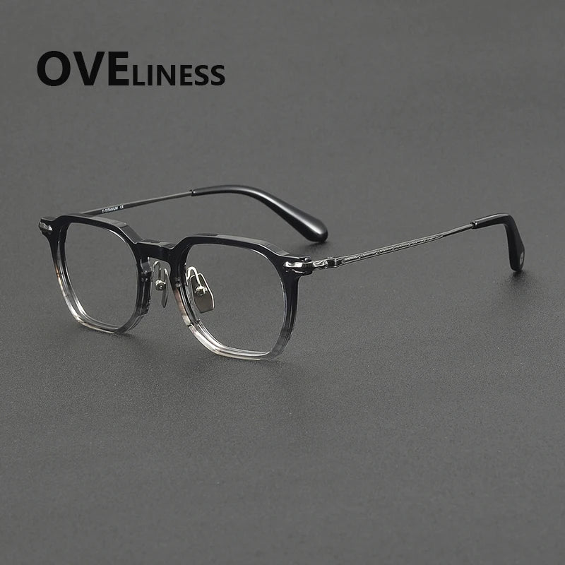 Oveliness Unisex Full Rim Square Titanium Acetate Eyeglasses 322146