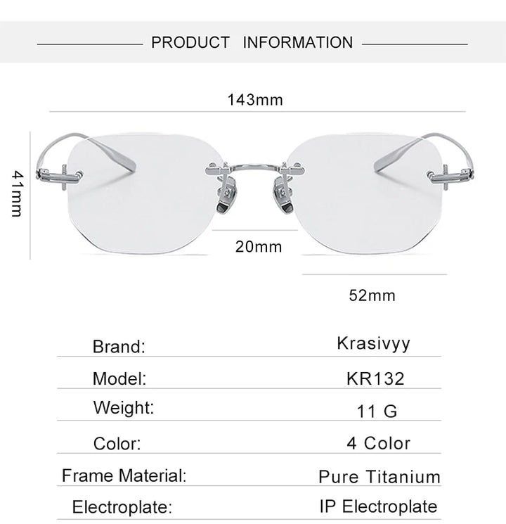 Krasivyy Men's Rimless Square Titanium Eyeglasses K132 Rimless Krasivyy   