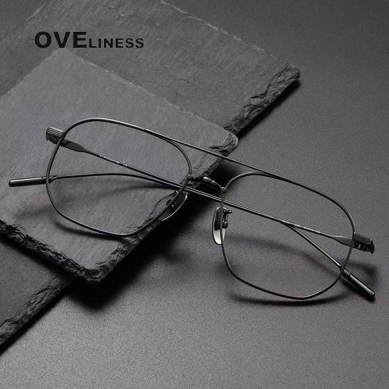 Oveliness Women's Full Rim Square Double Bridge Titanium Eyeglasses 13317