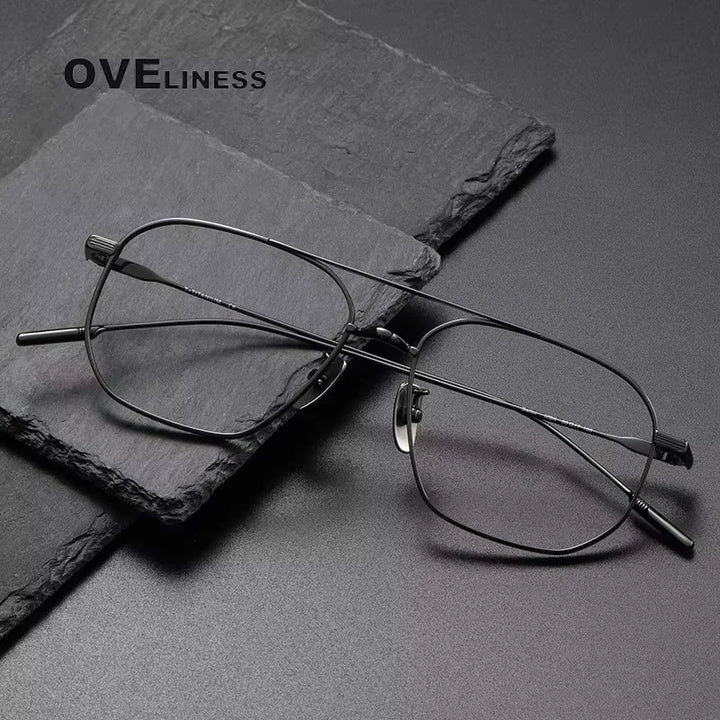 Oveliness Women's Full Rim Square Double Bridge Titanium Eyeglasses 13317