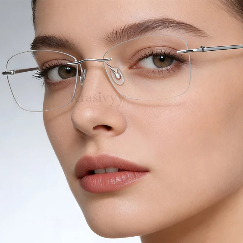 Krasivyy Unisex Rimless Oval Titanium Prescription Eyeglasses KR16022 - view 2