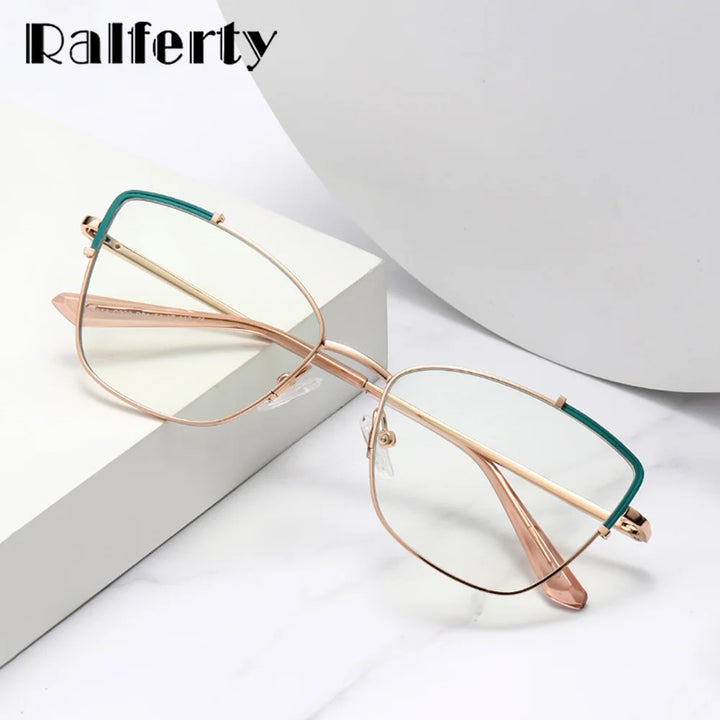 Ralferty Women's Full Rim Square Cat Eye Alloy Eyeglasses Full Rim Ralferty   