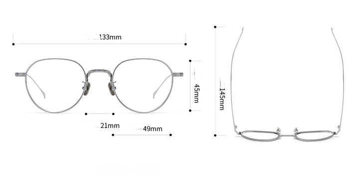 CCspace Unisex Full Rim Round Titanium Eyeglasses 55975 Full Rim CCspace   