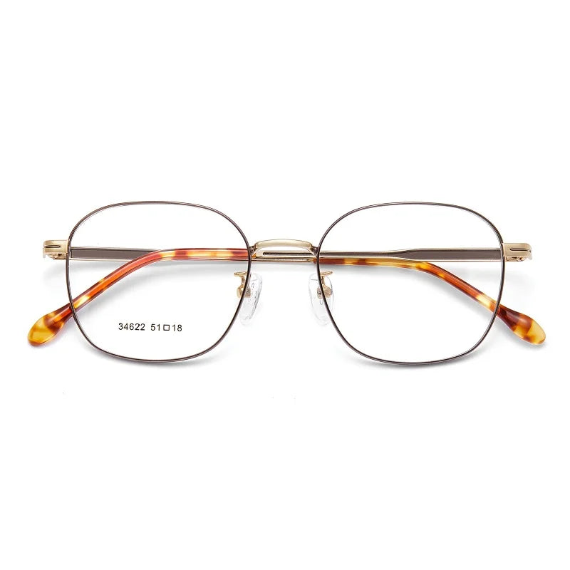 KatKani Men's Full Rim Polygon Square Alloy Eyeglasses 34622 Full Rim KatKani Eyeglasses   