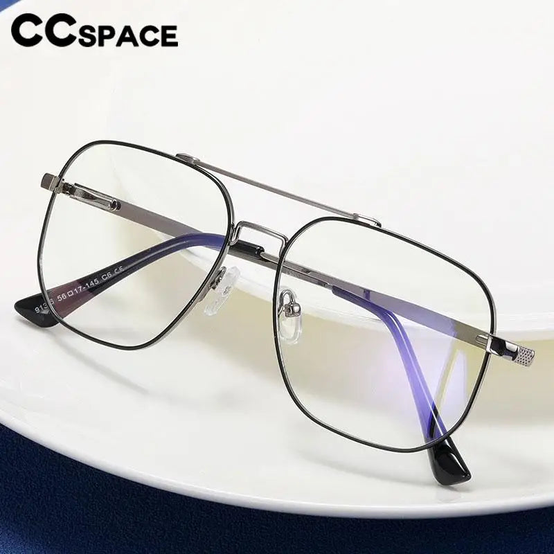 CCSpace Unisex Full Rim Large Square Double Bridge Alloy Eyeglasses 57238 Full Rim CCspace   
