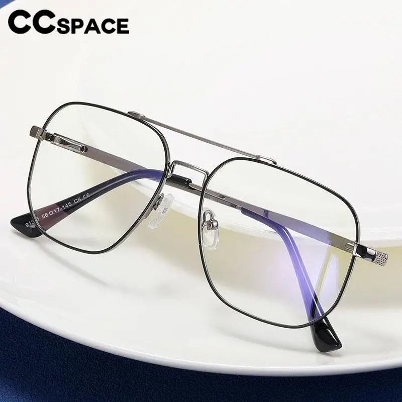CCspace Unisex Full Rim Large Square Double Bridge Alloy Eyeglasses 57238 Full Rim CCspace   