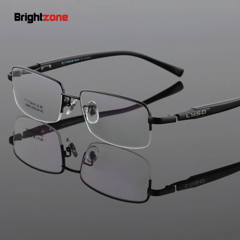 Brightzone Unisex Semi Rim Square Titanium Eyeglasses 71202 Semi Rim Brightzone Black