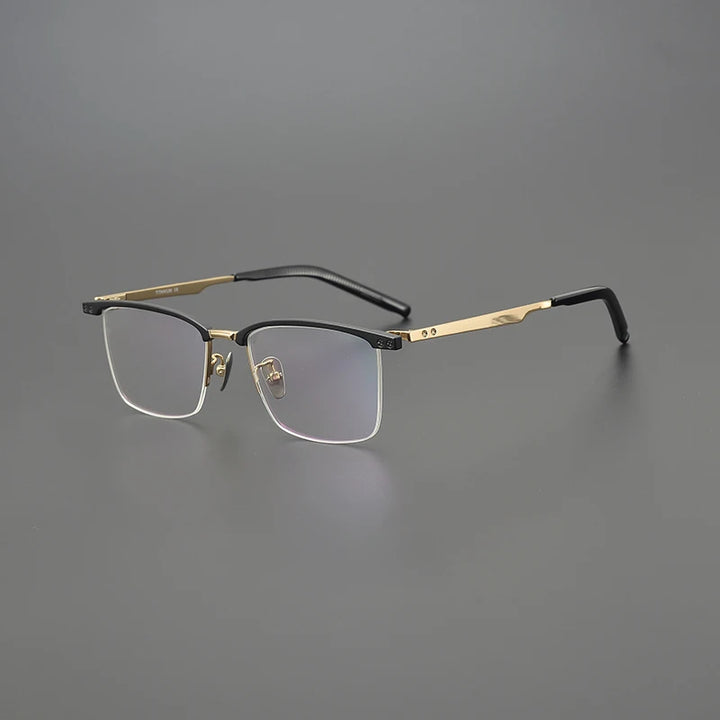 Black Mask Unisex Semi Rim Square Acetate Eyeglasses M875 Full Rim Black Mask Black-Gold  