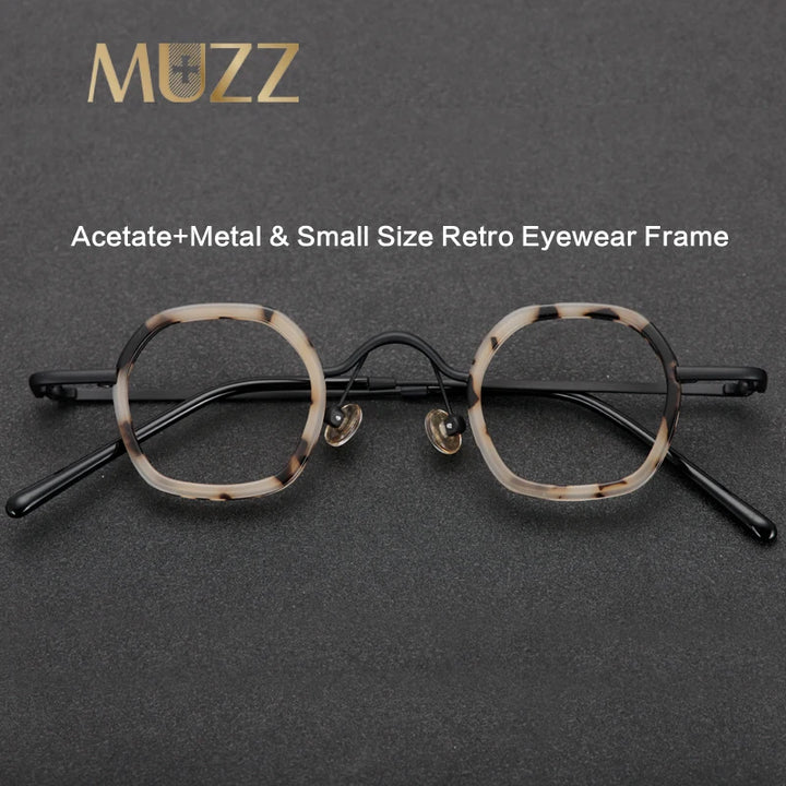 Muzz Women's Full Rim Square Polygon Acetate Alloy Eyeglasses 83109