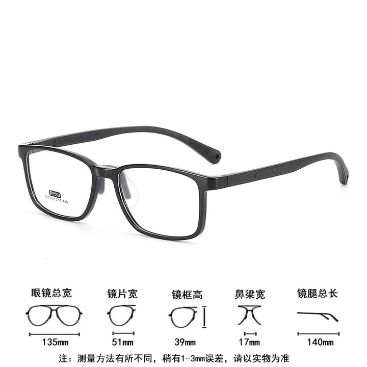 Zirosat Unisex Youth Full Rim Square Tr 90 Alloy Eyeglasses 18094