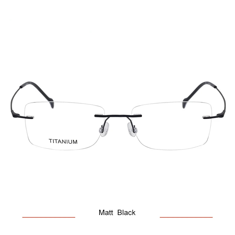 Brightzone Unisex Rimless Rectangle Titanium Eyeglasses 71608 Rimless Brightzone Matte Black