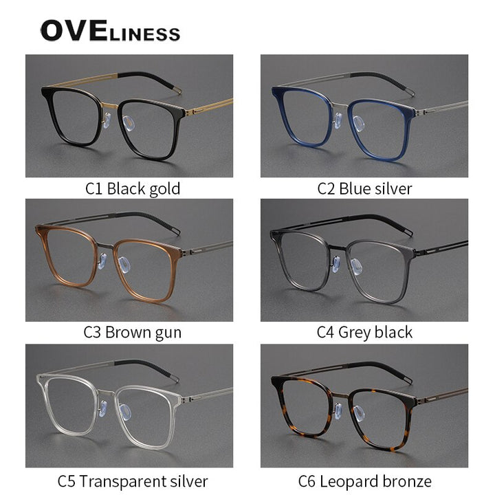 Oveliness Unisex Full Rim Square Titanium Eyeglasses 8202301 Full Rim Oveliness   