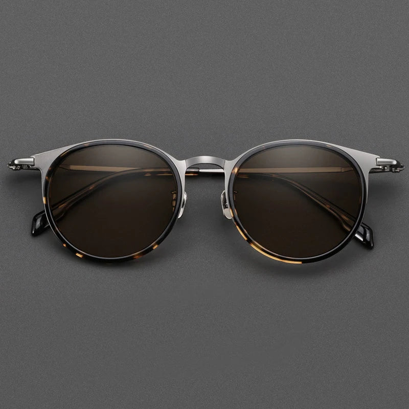 Black Mask Men Full Rim Round Titanium Polarized Sunglasses BM-0056