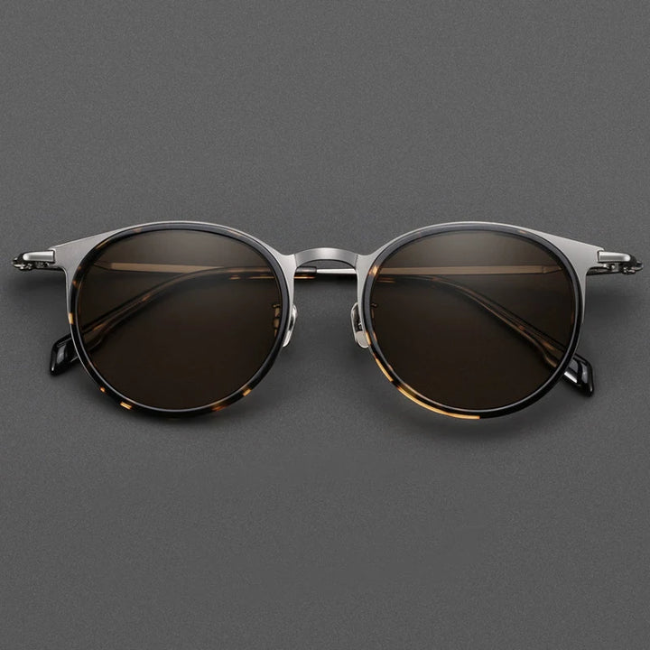 Black Mask Men Full Rim Round Titanium Polarized Sunglasses BM-0056