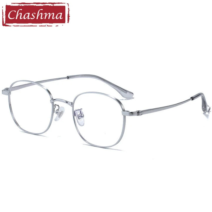 Chashma Ottica Unisex Full Rim Oval Titanium Alloy Eyeglasses 1199 Full Rim Chashma Ottica Silver  