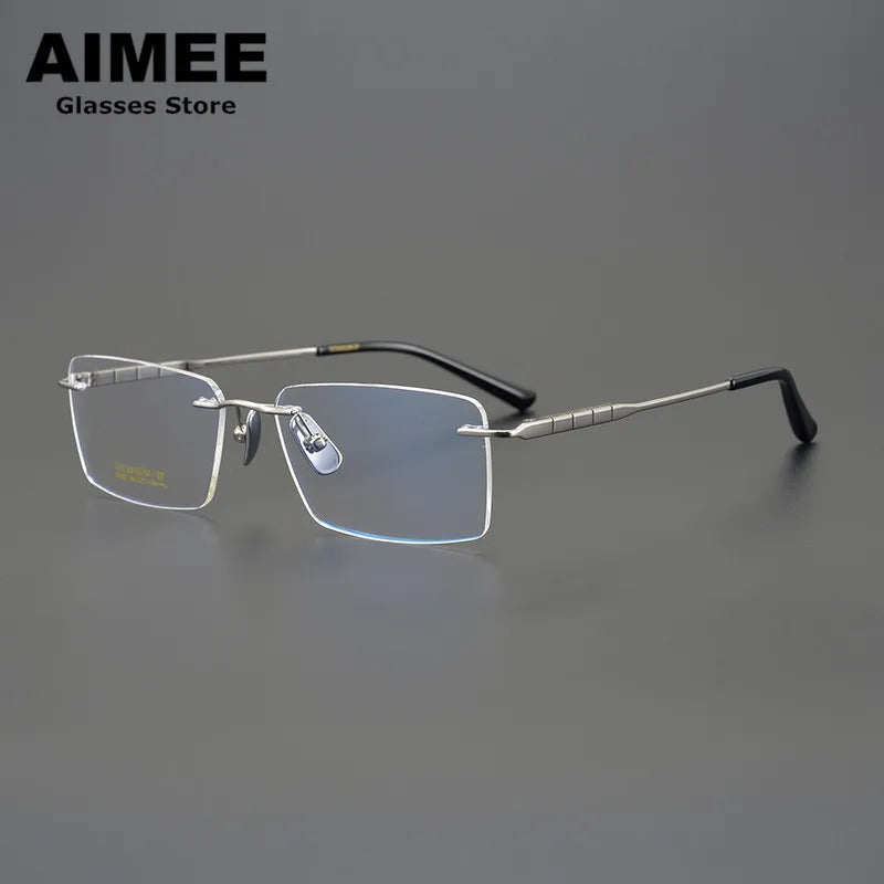 Aimee Unisex Rimless Square Titanium Eyeglasses 91092 Rimless Aimee   