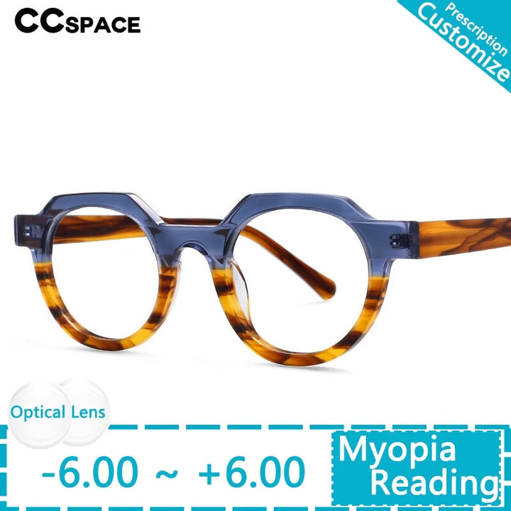 CCspace Women's Full Rim Flat Top Oval Acetate Reading Glasses 54139