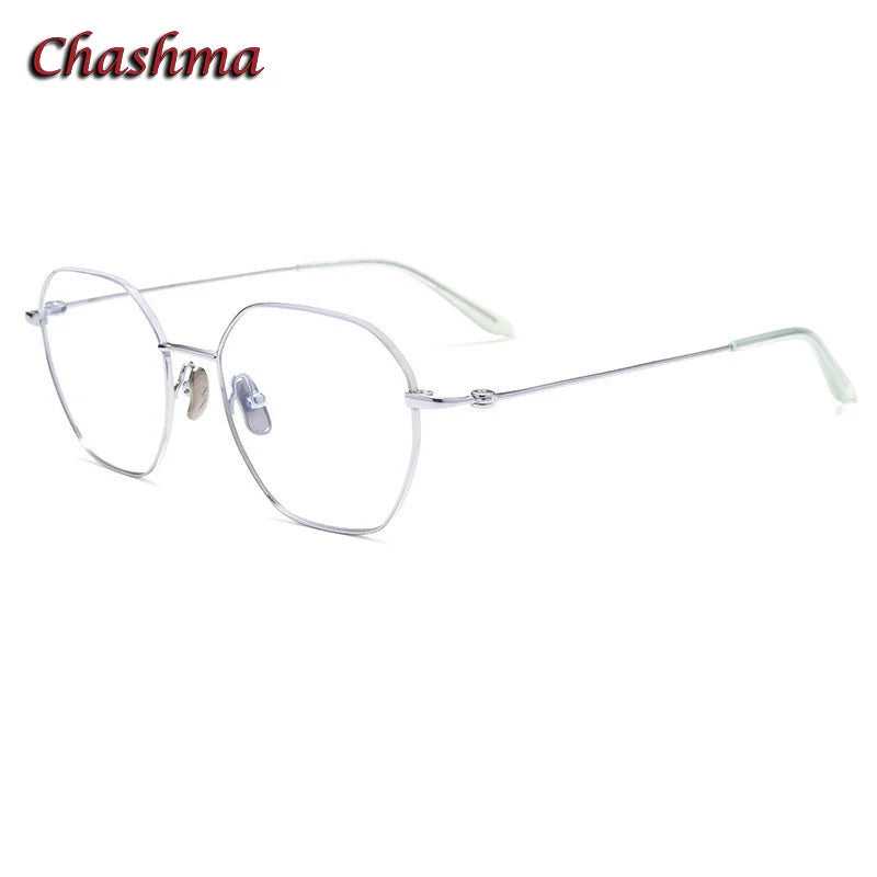 Chashma Ochki Unisex Full Rim Flat Top Oval Titanium Eyeglasses 84824