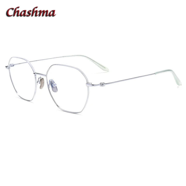 Chashma Ochki Unisex Full Rim Flat Top Oval Titanium Eyeglasses 84824