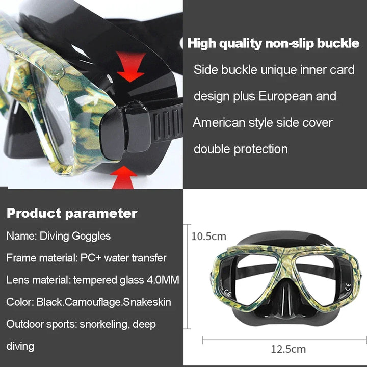 Aleefa Unisex Goggle Pc Silicone Tempered Glass Lens Swim Mask 64302