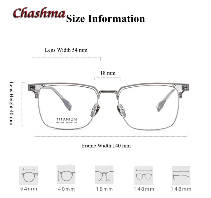 Chashma Ochki Unisex Full Rim Square Acetate Titanium Eyeglasses 7006 Full Rim Chashma Ochki   