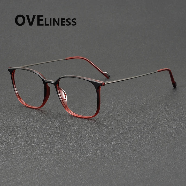 Oveliness Unisex Full Rim Square Titanium Eyeglasses 92345 Full Rim Oveliness black red gun