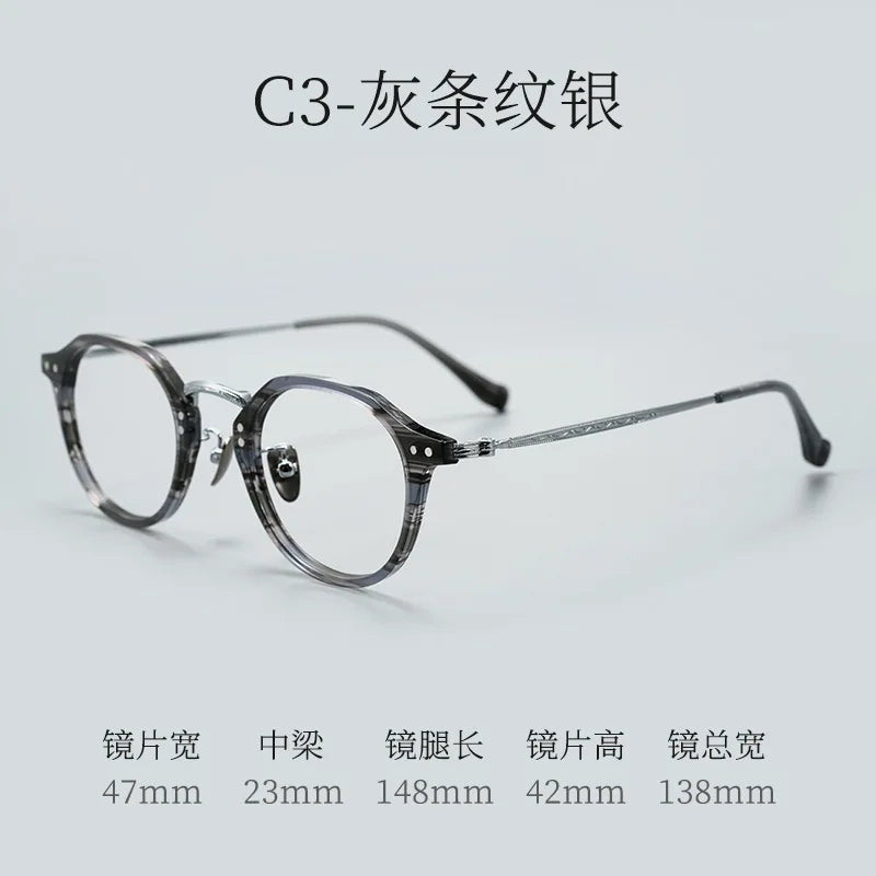 Bclear Unisex Full Rim Oval Acetate Titanium Eyeglasses 369511