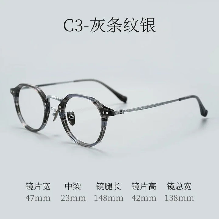 Bclear Unisex Full Rim Oval Acetate Titanium Eyeglasses 369511