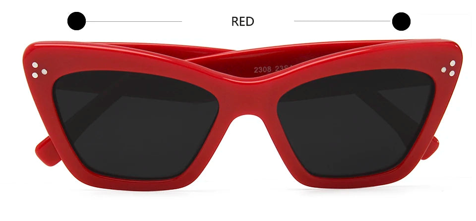 Esnbie Women's Full Rim Polygon Cat Eye Acetate Sunglasses 230201