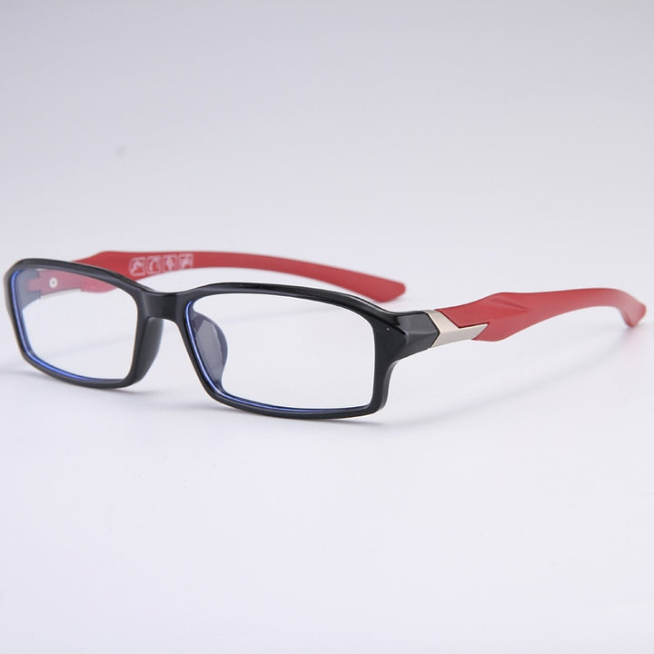 Cubojue Unisex Full Rim Rectangle Tr 90 Titanium Myopic Reading Glasses 5059m Reading Glasses Cubojue no function lens 0 black red 