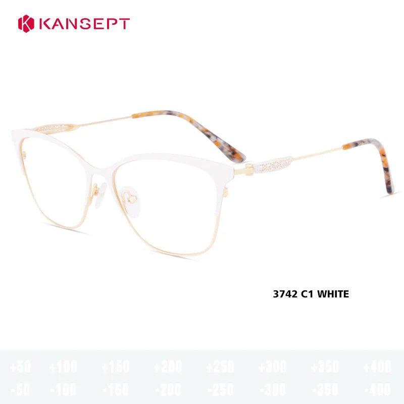 Kansept Women's Full Rim Cat Eye Acetate Steel Reading Glasses 513743