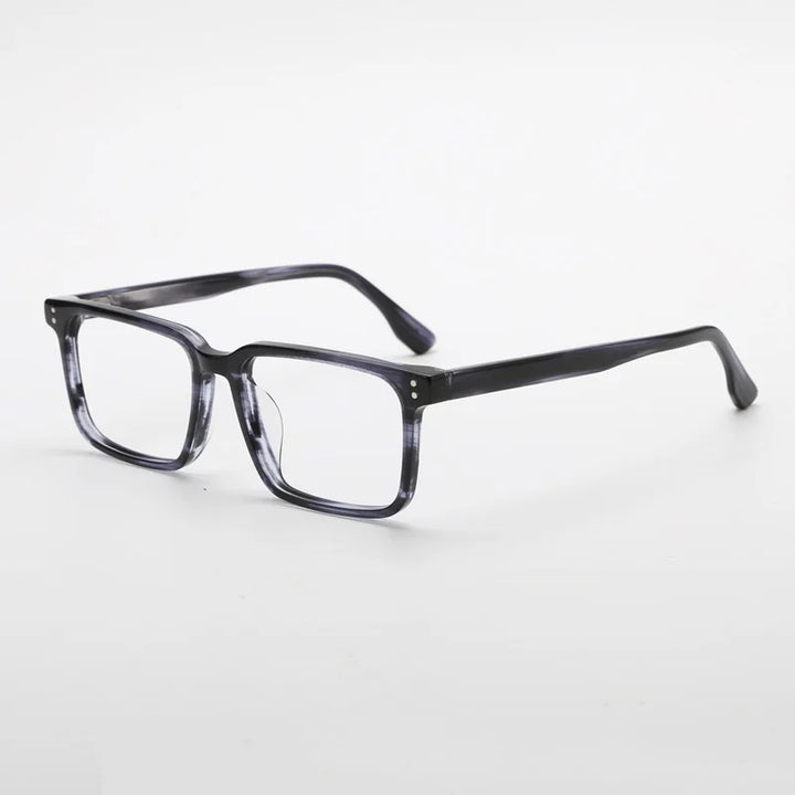 Black Mask Unisex Full Rim Square Acetate Eyeglasses Bm118 Full Rim Black Mask Blue-Stripes  