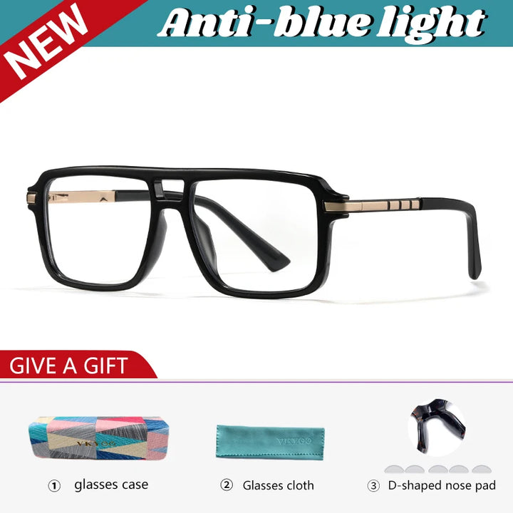 Vicky Unisex Full Rim Square Double Bridge Tr 90 Alloy Reading Glasses 360026