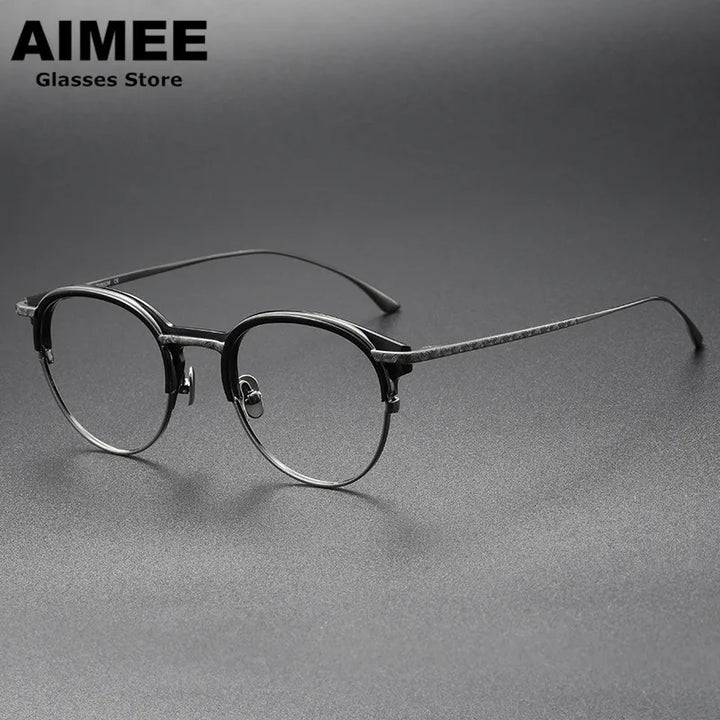 Aimee Unisex Full Rim Round Oval Titanium Acetate Eyeglasses 12516